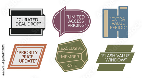 Collection of exclusive member rate flash sale labels and stickers