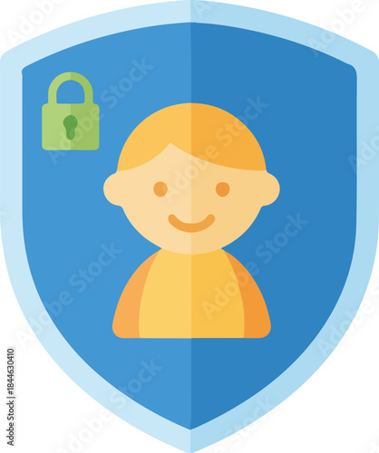 Child Safe Mode and Parental Control Flat Vector Icon
