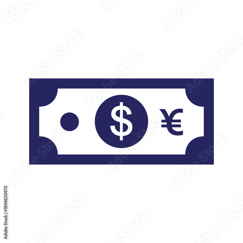 Currency exchange symbol on bill