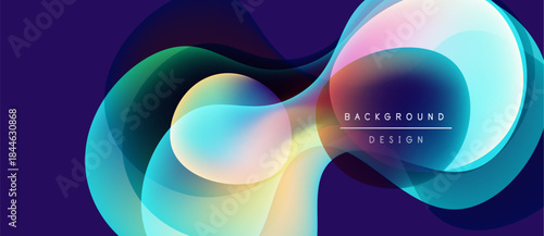 Abstract flowing shapes, vibrant colors, modern design. Gradient hues create dynamic visual effect. Background suggests infinity symbol.