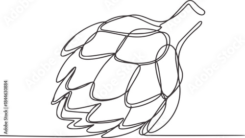 Minimalist black and white line of an artichoke side view