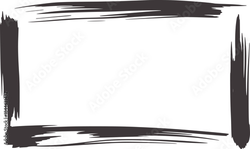 Minimalist black and white rough brush stroke rectangular frame