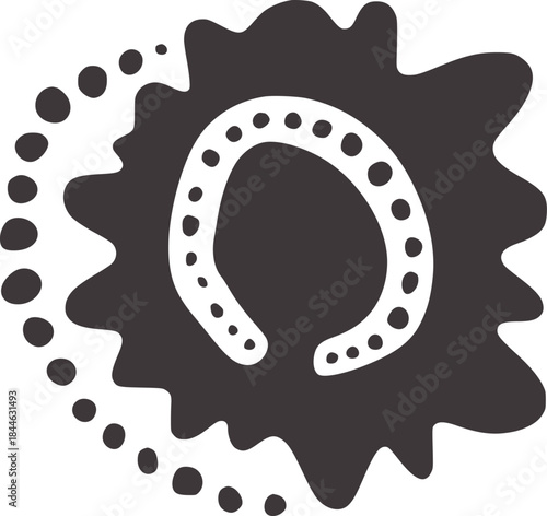 Minimalist black and white with horseshoe and gear