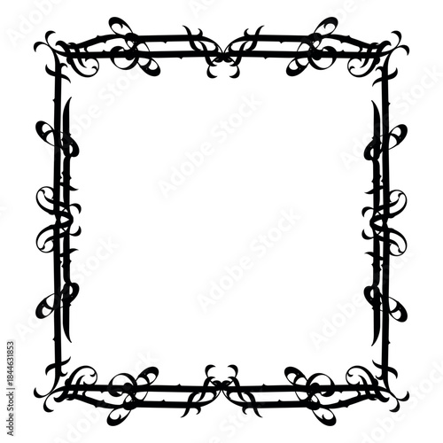 Vintage decorative vector frame in Gothic style - elegant black vector frame on white background, EPS10,  middle ages, hallowen, Christmas.