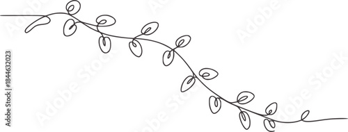 Minimalist continuous line of a curved vine with leaves