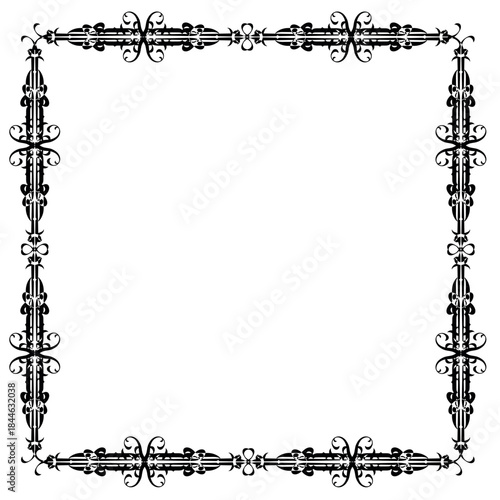 Vintage decorative vector frame in Gothic style - elegant black vector frame on white background, EPS10,  middle ages, hallowen, Christmas.