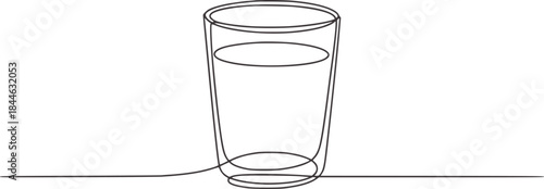 Minimalist continuous line of a half full glass water 1