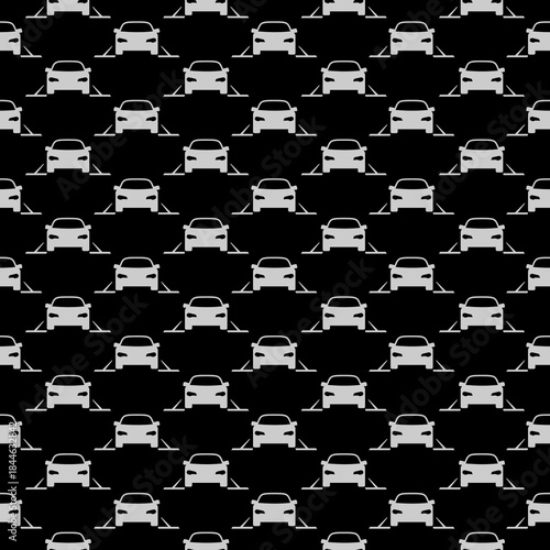 Parking lot seamless pattern isolated on black background