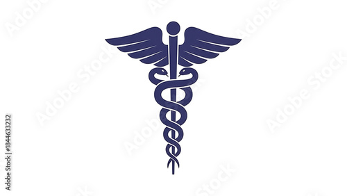 Medical symbol caduceus staff with wings and snake