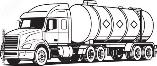 Black and white tanker semi truck
