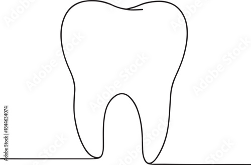 Minimalist continuous line drawing of a tooth