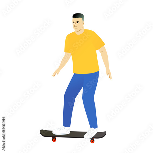 Skateboarder cartoon character isolated on white background. Extreme sport 
