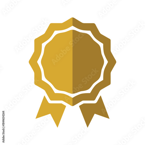 Golden badge icon with ribbon
