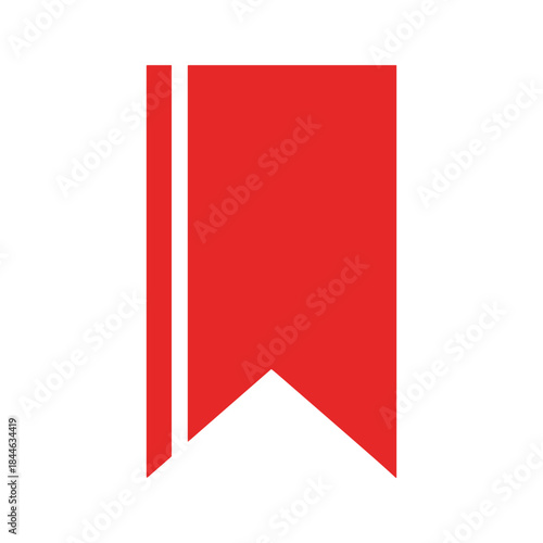 Red bookmark icon on white background