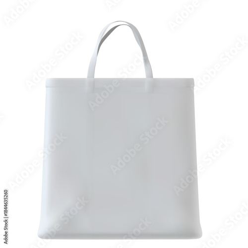 Tote bag vector mockup, realistic 3d white fabric shopping bag, blank canvas bag with handles, corporate identity item