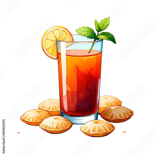 Refreshment with Mini Pies on transparent background