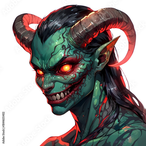 Sinister Green Demon Gaze on transparent background