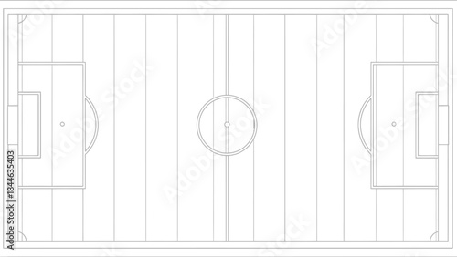 Football soccer field top view outline illustration on isolated white background