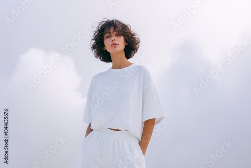 Wallpaper Mural 2026 Color Trend – Young Woman in White Tee and Sweatpants with White Smoke, Cloud & Dancer Vibe Torontodigital.ca