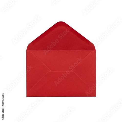 Vibrant red open envelope, ideal for invitations and greetings, on Transparent Background