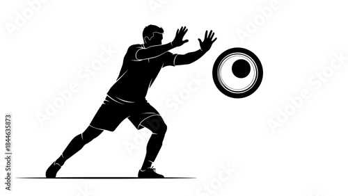 Black silhouette vector illustration of a basketball player in action with a ball
