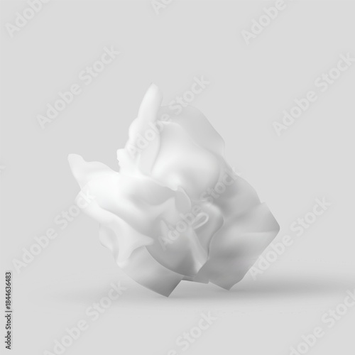 Used napkin or crumpled paper ball, vector realistic creased napkin, utilized paper tissue, crumpled wrinkled wrapper