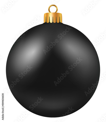 Black gold Christmas bauble. Xmas ball. Christmas decoration element
