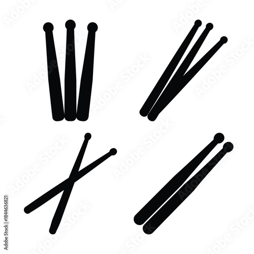 Musical instrument drumstick vector illustration set design