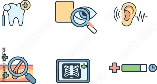 Medical diagnostic X-ray and health record search vector pattern