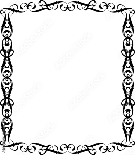 Vintage decorative frame in Gothic style - elegant black frame on transparent background, PNG, 300 DPI, middle ages, hallowen, Christmas.