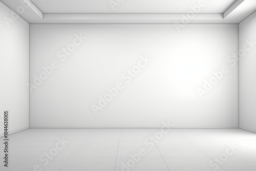 Empty minimalist room with white walls and clean tiles ready for interior design or decoration ideas