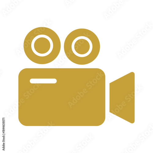 Simple video camera icon in yellow color