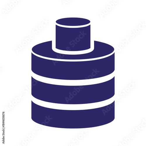 Simple dark blue cylindrical object with white accents