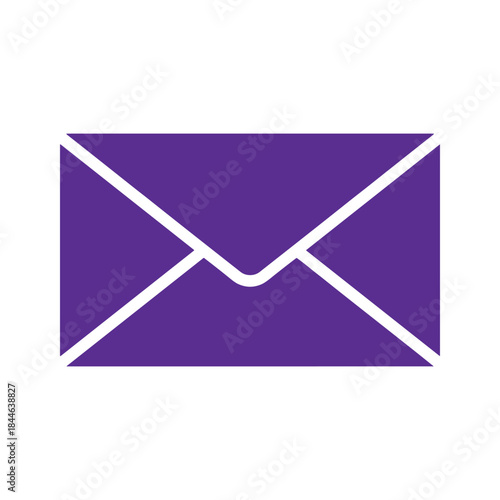 Purple envelope icon on white background
