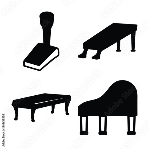 Assorted furniture, musical instrument, and household items