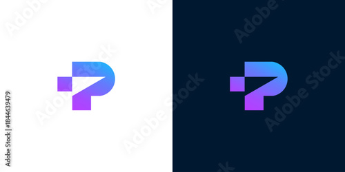 Modern Letter P Logo Design with Abstract Geometric Shapes and Gradient Colors