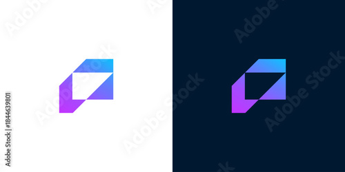 Modern abstract letter a logo design with gradient colors on white and dark backgrounds