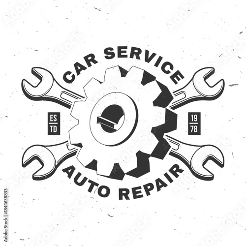 Auto service logo, emblems, badges and icons. Vector. Service car repair, restoration and car club design elements.