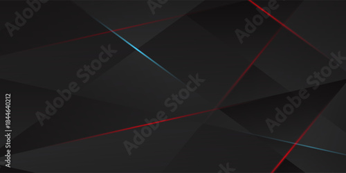 Abstract 3D black techno background overlap layers on dark space with white light effect decoration. Modern graphic design template elements for flyer, card, cover, brochure, or landing page