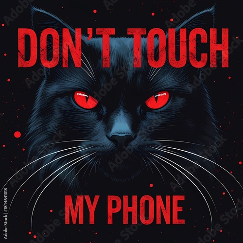 black cat on red background
