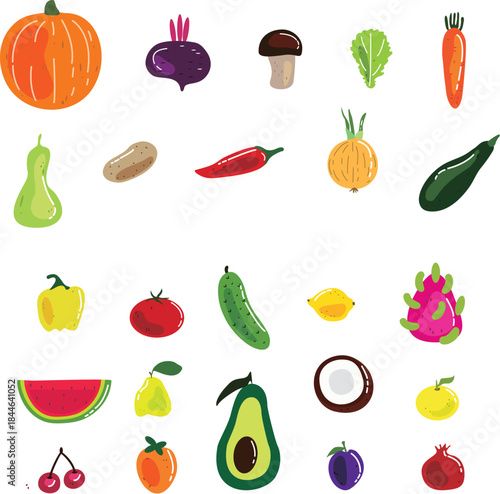 Colorful superfood icon set for cooking vector
