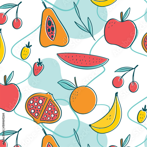 Healthy exotic fruit watercolor set texture vector