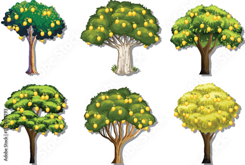 Isolated simple fruit tree art clip vector