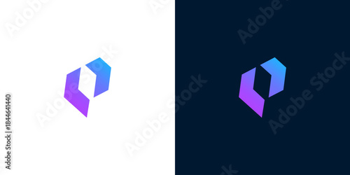 Dynamic and futuristic abstract logo combining angular geometric shapes with a vibrant blue-purple gradient, embodying innovation, technology, and cutting-edge digital solutions for modern brands