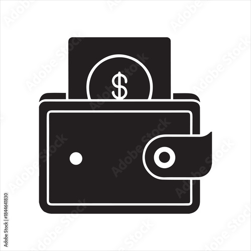 dollar coin inside wallet icon vector illustration