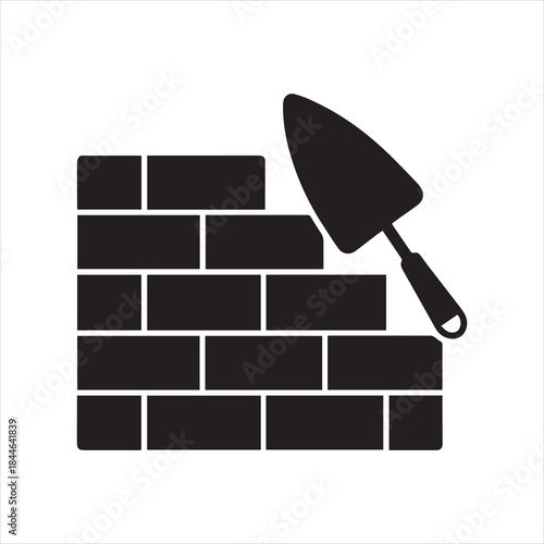 bricks trowel icon vector illustration