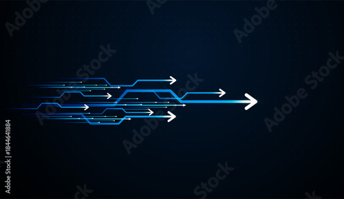 Multiple blue arrows moving forward to the stream right, Set of symbolizing arrows fast Moves. A digital finance growth and real-time transactions Arrows