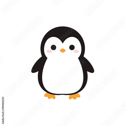 Cute Minimalist Baby Emperor Penguin Bird Cartoon Vector Illustration Isolated on White Background for Children's Design