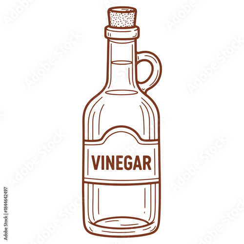 Illustration of a vinegar bottle with cork stopper isolated on white background