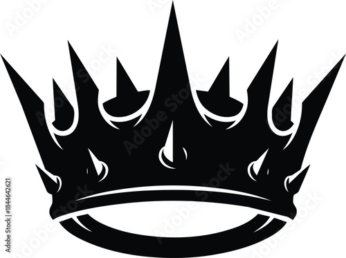 Bold Black Crown Silhouette with Sharp Points and Regal Design.